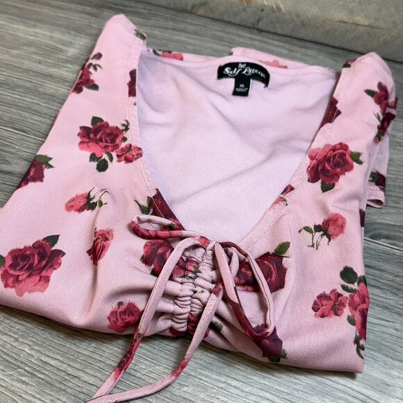 Vtg Self Esteem Babydoll Top Size XL Floral Y2K Stretch Fairy Grunge Whimsigoth - Picture 16 of 16